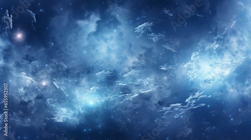 Abstract Milky Way Galaxy with Stars and Noise Blue Background