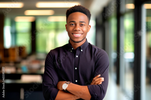 beautiful male african american university student portrait. Made with AI generation