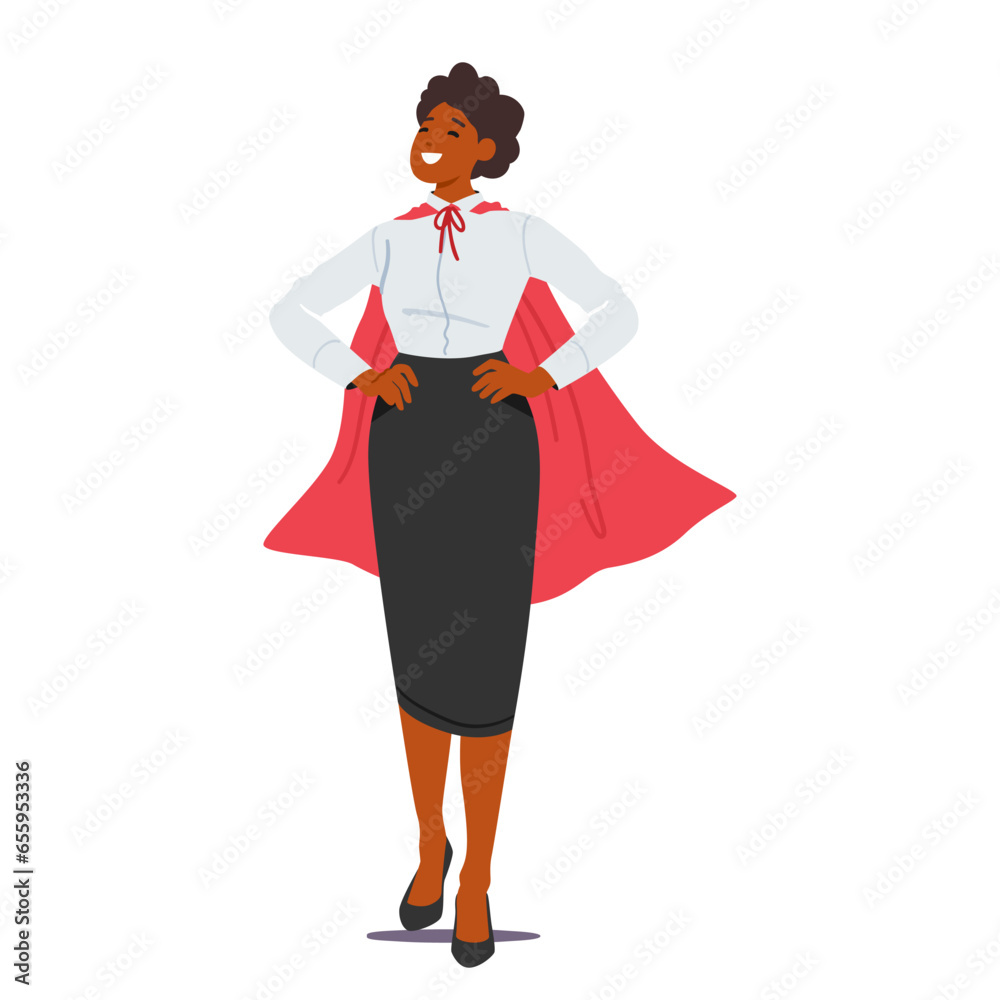 Businesswoman Superhero, Successful, Influential, Powerful Figure In Corporate World, Cartoon People Vector Illustration