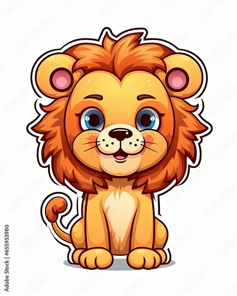 Lion in clip art style with white background