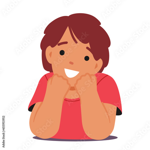 Young Boy Character Lies On His Stomach, Lost In Dreams Isolated on White Background, Cartoon People Vector Illustration