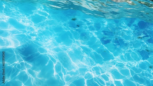 Closeup of Turquoise Blue Water Surface in a Mediterranean Lagoon Bay. Natural Environment and Background of Crystal Clear Ocean Water as a Swimming Pool