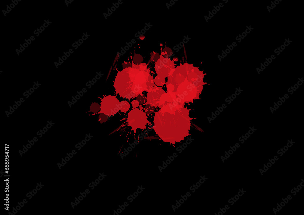 Blood drops on black background  Red dops