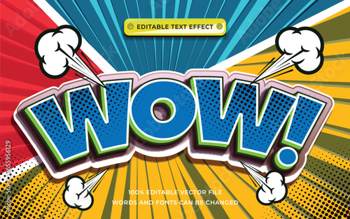 Wow! Text effect style comic editable, anime 3D style font graphic