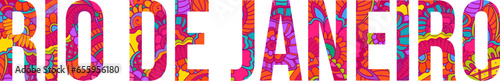 Rio de Janeiro city name with beautiful floral pattern design