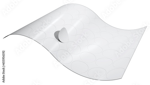 Round stickers on self-adhesive film. 3d illustration