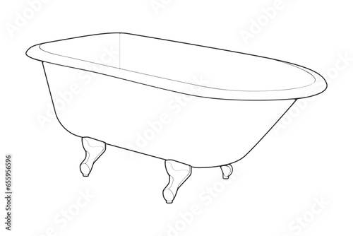 Hand-drawn outline bathtub, simple styles outline vector. Simple doodle sketch style. Vector illustration.
