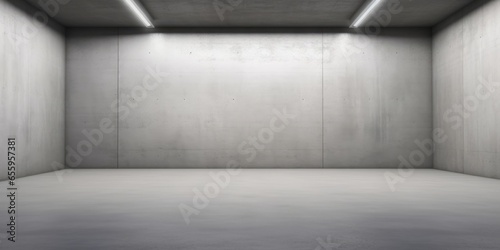 Abstract large, empty, modern concrete room with wide rectangular open concrete tube and rough floor - industrial interior background template, Generative AI © Colorful Graphics