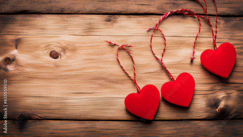 red hearts on wooden background red hearts on wooden background
