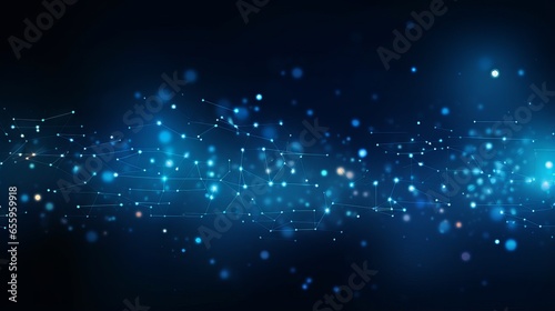 Futuristic blue bokeh: a vibrant and whimsical illustration of business data technology with abstract blue bokeh and dark blue contrast, perfect for banners and backgrounds