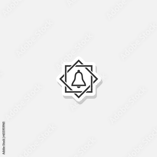 Alarm system icon sticker isolated on gray background
