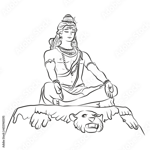 Lord Shiva outline cartoon illustration
