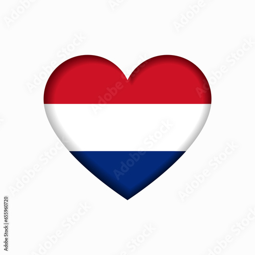 Dutch flag heart-shaped sign. Vector illustration.