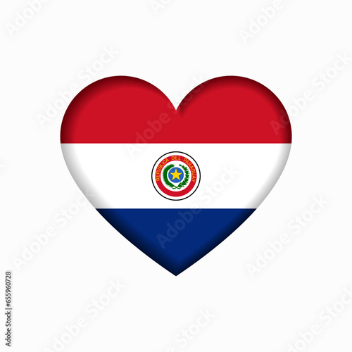 Paraguayan flag heart-shaped sign. Vector illustration.