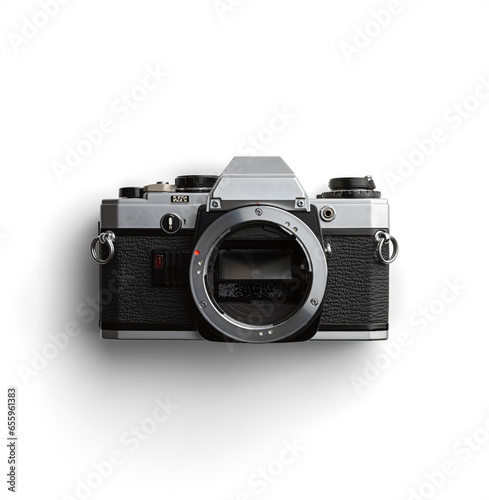 Vintage 35mm Film Camera without Lens Flatlay