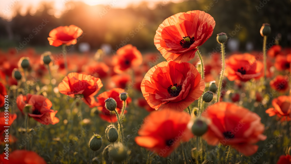 Obraz premium field background with wildflowers