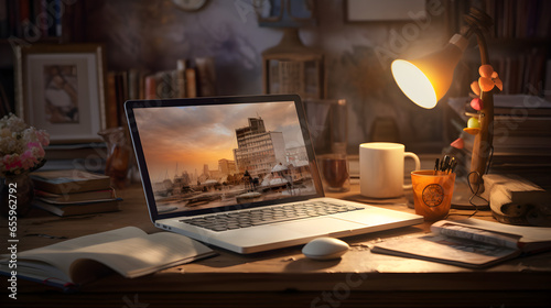 Laptop on the desktop  homework business idea