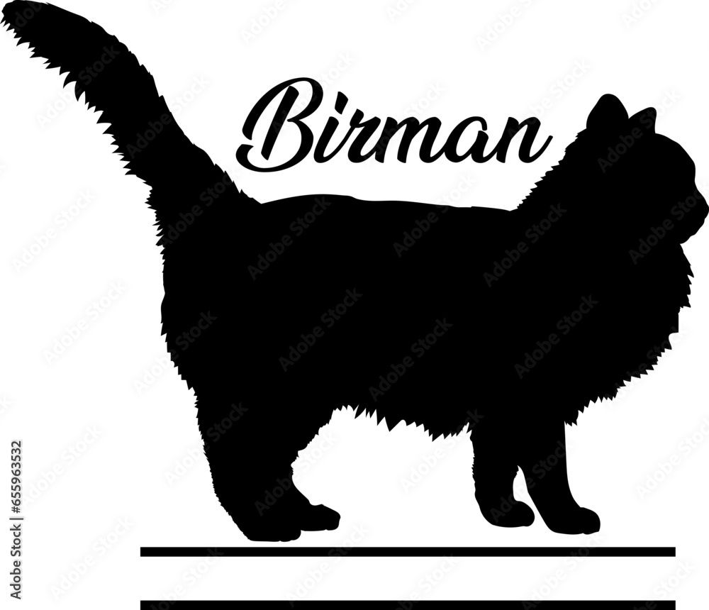 Birman. Cat Monogram cat breeds Cat silhouette Cat bundle Vector