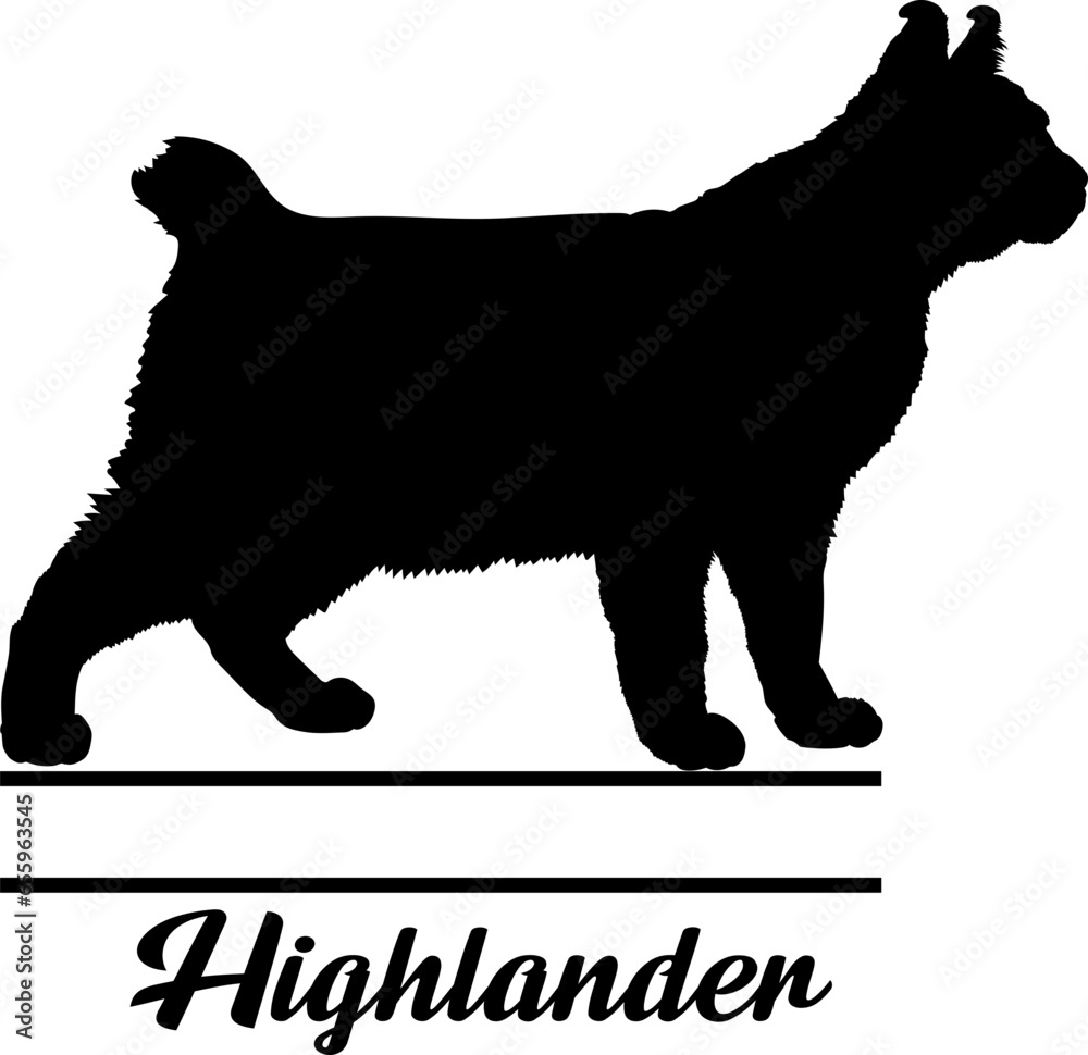 Highlander. Cat Monogram cat breeds Cat silhouette Cat bundle Vector