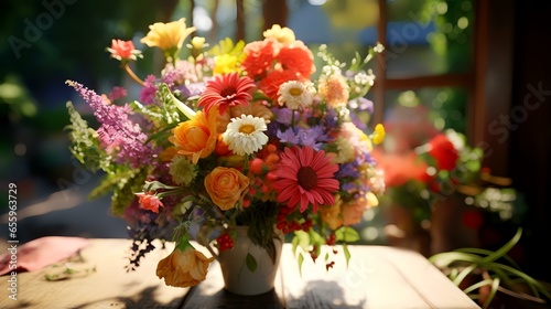 A flower farmer designs and displays a bouquet