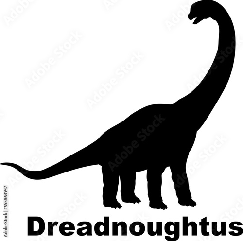 Dreadnoughtus Dinosaur Silhouette. Dinosaur name breeds SVG Types of dinosaurs 