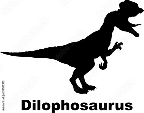 Dilophosaurus. Dinosaur Silhouette. Dinosaur name breeds SVG Types of dinosaurs 