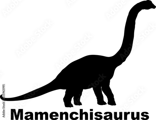 Mamenchisaurus. Dinosaur Silhouette. Dinosaur name breeds SVG Types of dinosaurs  photo