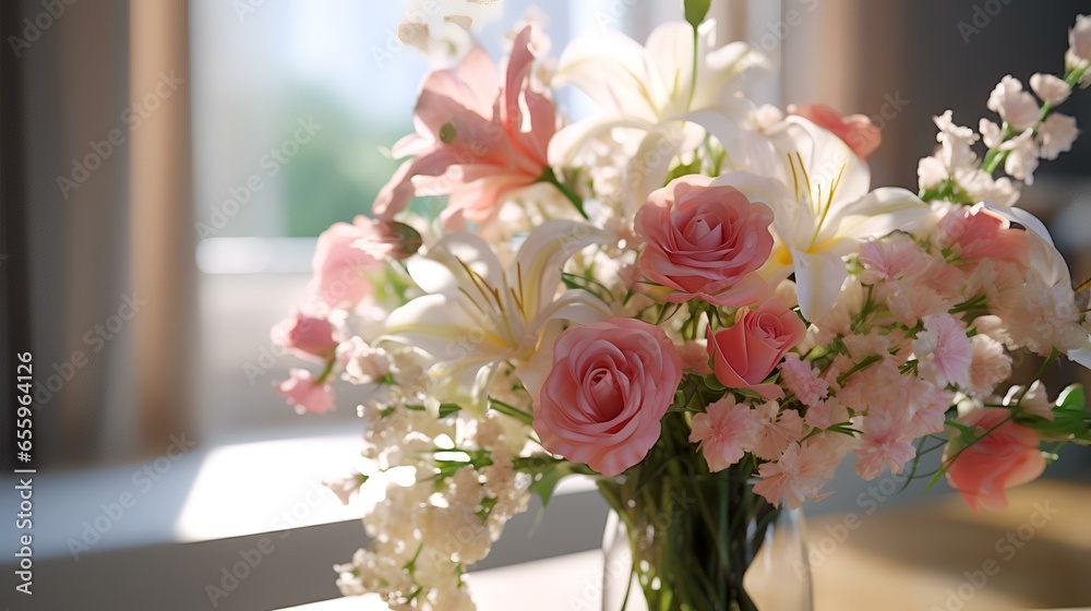 Obraz premium bouquet of white and pink flowers