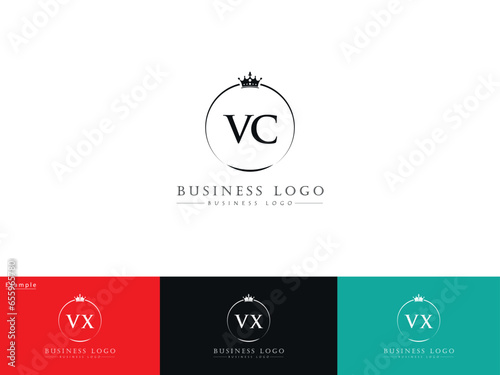 Modern Crown VC Logo, Creative VC cv Circle Logo Letter Design For Business