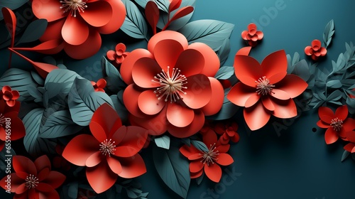 Floral trendy abstract background with 3d paper flower