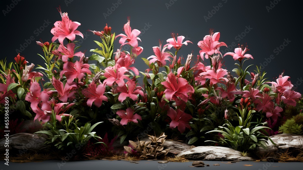 Shrubs and flowers on a transparent background