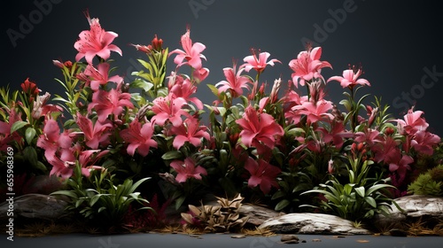 Shrubs and flowers on a transparent background