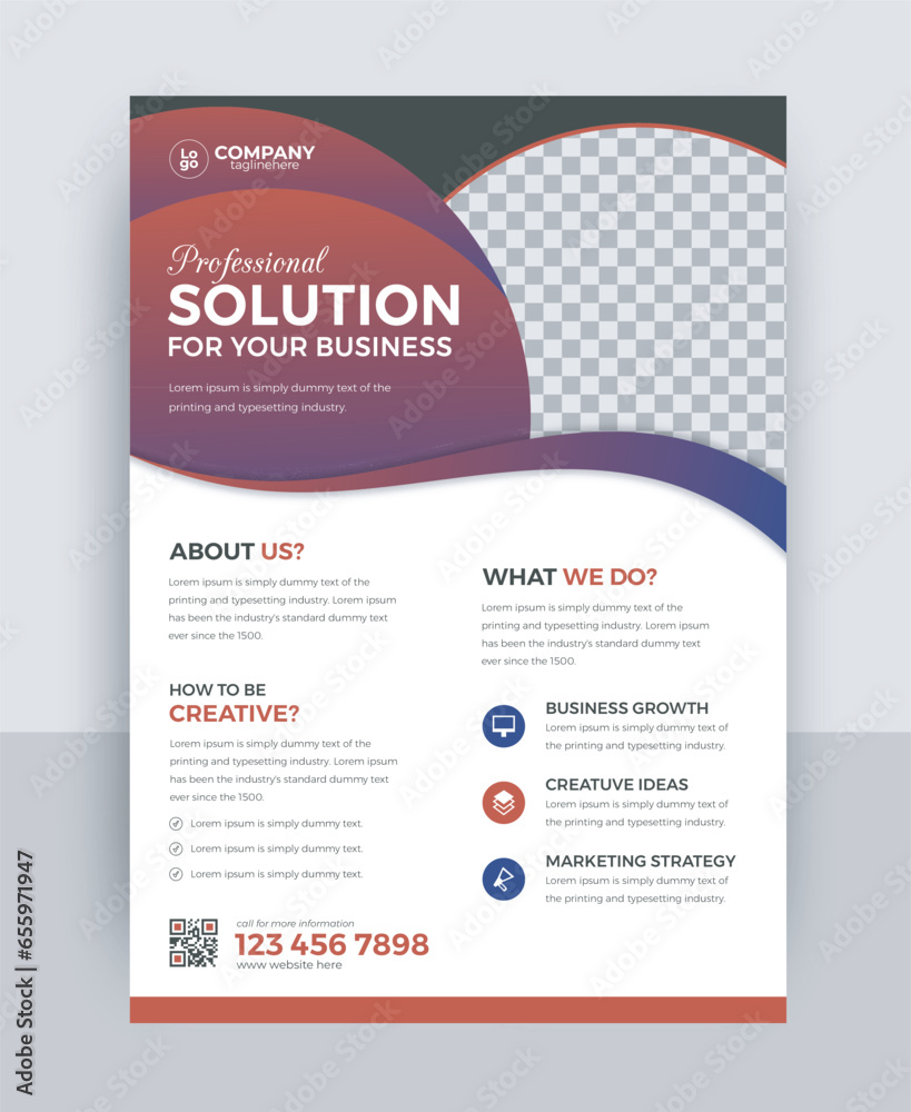 Attractive shapes & colors corporate brand business flyer design concept. best quality business leaflet, modern flier - obrazy, fototapety, plakaty 