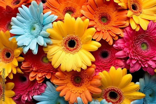 Brightly colored gerbera daisies. Generative AI