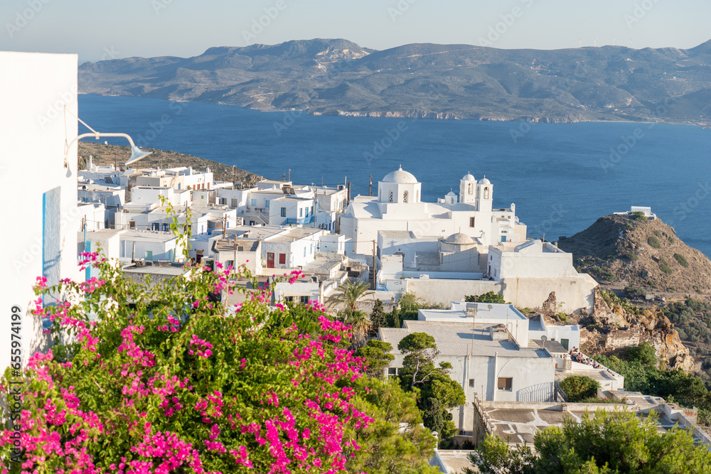 Naklejka premium View of Plaka, Milos and the Mediterranean Sea