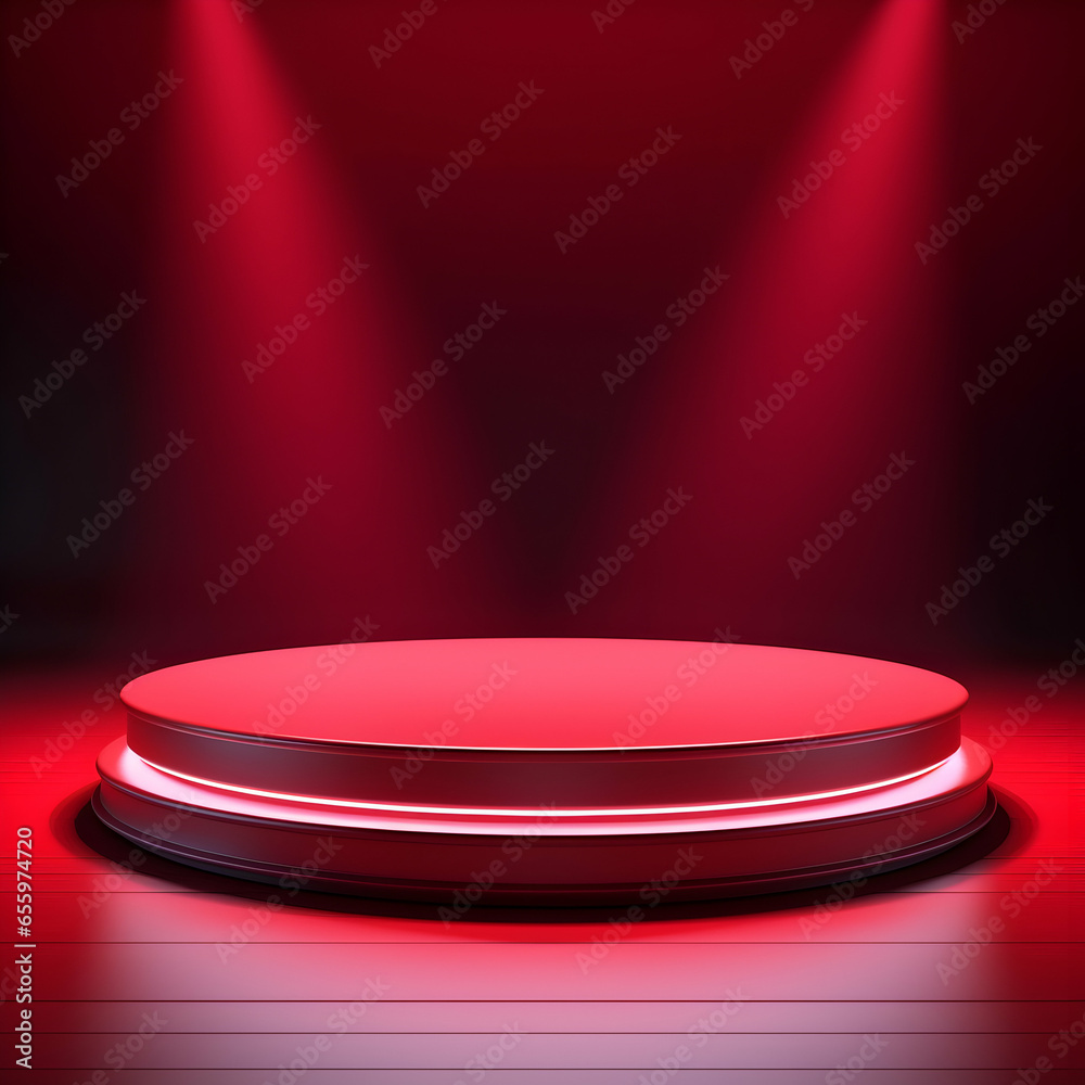 Photo background with abstract 3d podium with neon red friday generative ai Photo background with abstract 3d podium with neon red friday generative ai
