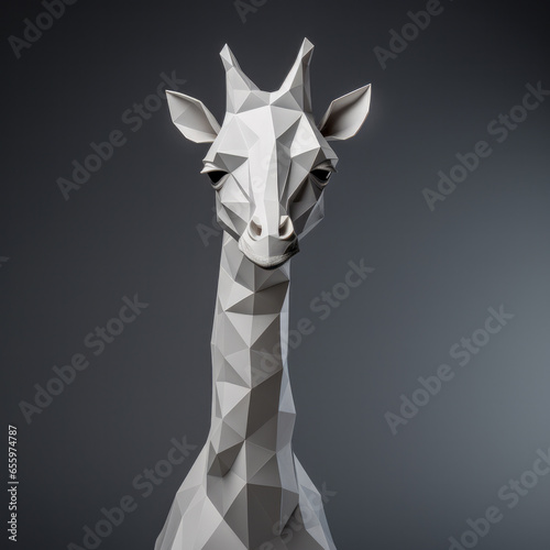 Abstract composition of colorful giraffe origami paper patterns on a colored background.