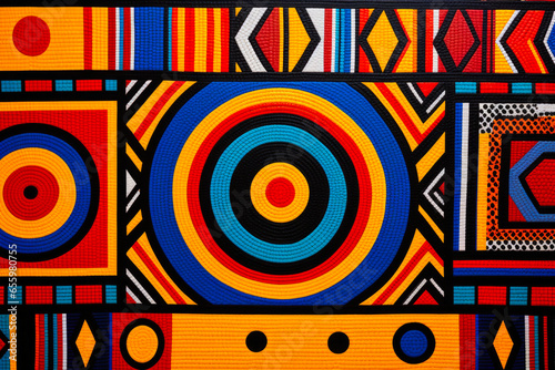 Native African textile background with traditional art patterns. photo