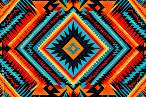 Native American ethnic art background with colorful shapes and patterns