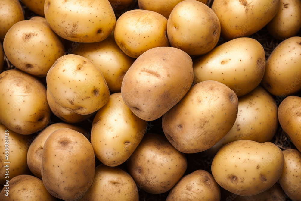 Pile of potatoes with brown spots on them and brown spot on the top of the potatoes. Pile of potatoes with brown spots on them and brown spot on the top of the potatoes.