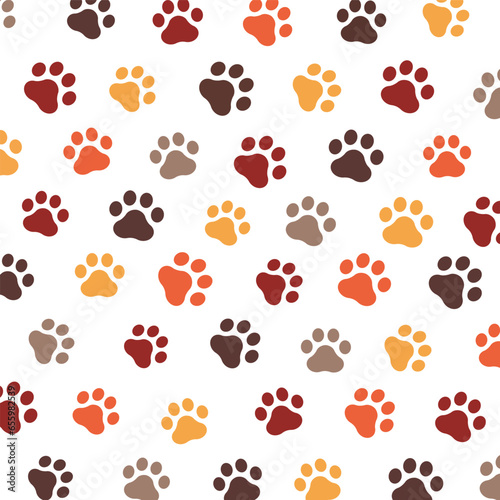 Colorful paws. Vector background. 