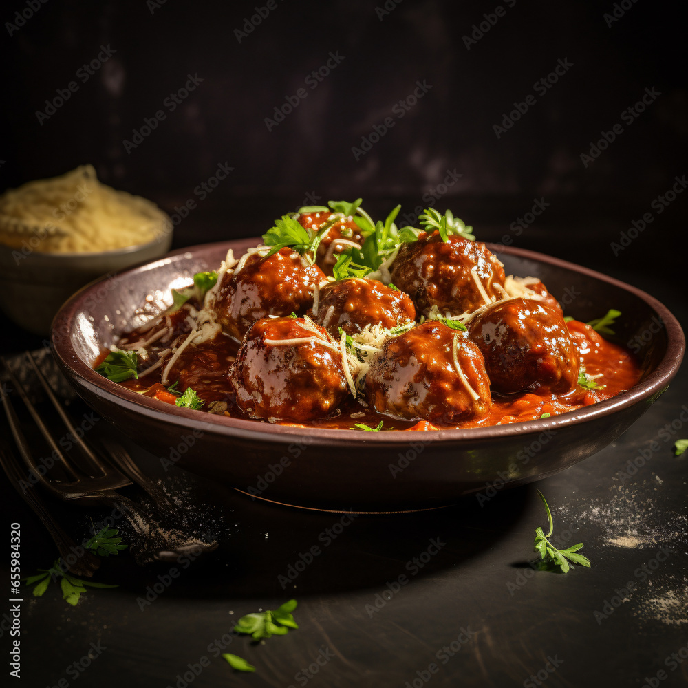 meatball, photography, round, juicy, savory, on a ceramic plate, homely, side lighting, rich browns Generative AI meatball, photography, round, juicy, savory, on a ceramic plate, homely, side lighting, rich browns Generative AI