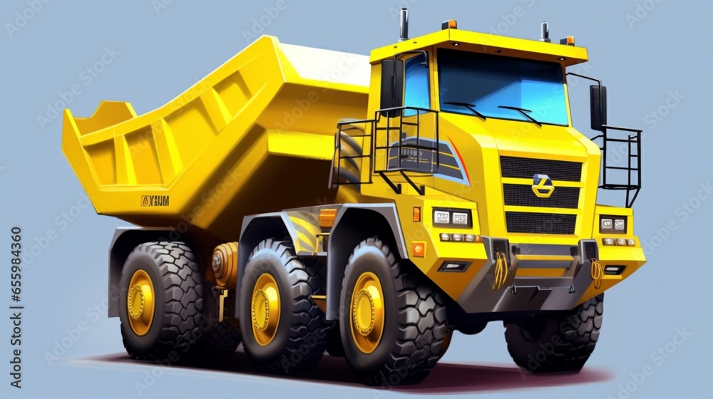 vector illustration of Komatsu HM300 Dump Truck.Generative AI