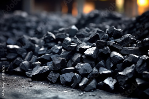 Coal in a coal mine, close-up.  photo