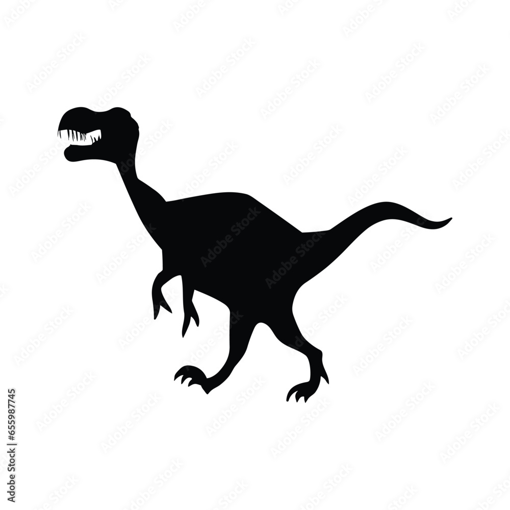 dinosaur silhouette icon sign, raptor tyrannosaurus symbol design