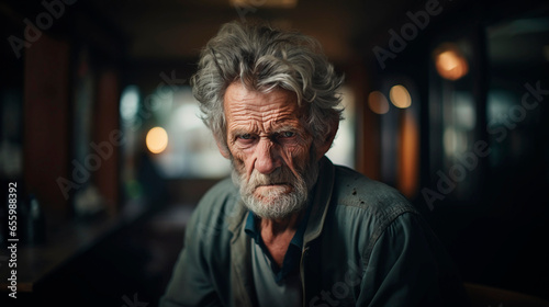 Portrait of an angry elderly man 