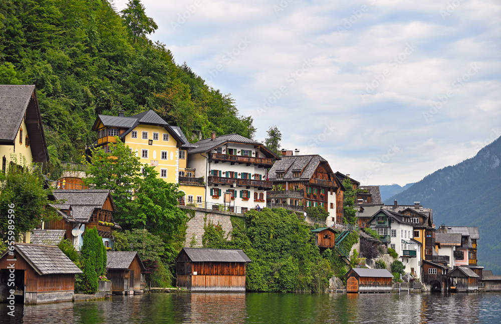 Hallstatt village and Hallstatter lake in the Austrian Alps Austria