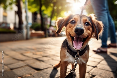 Pet Dog Leash Animal Selective Focus Outdoors