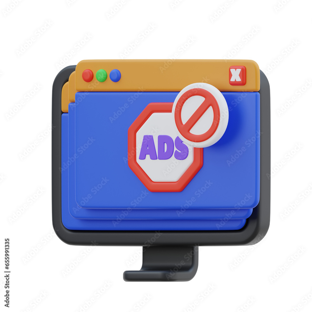 Ads Block 3d Illustration