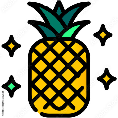 vector pineapple fruit icon, bold outline illustration